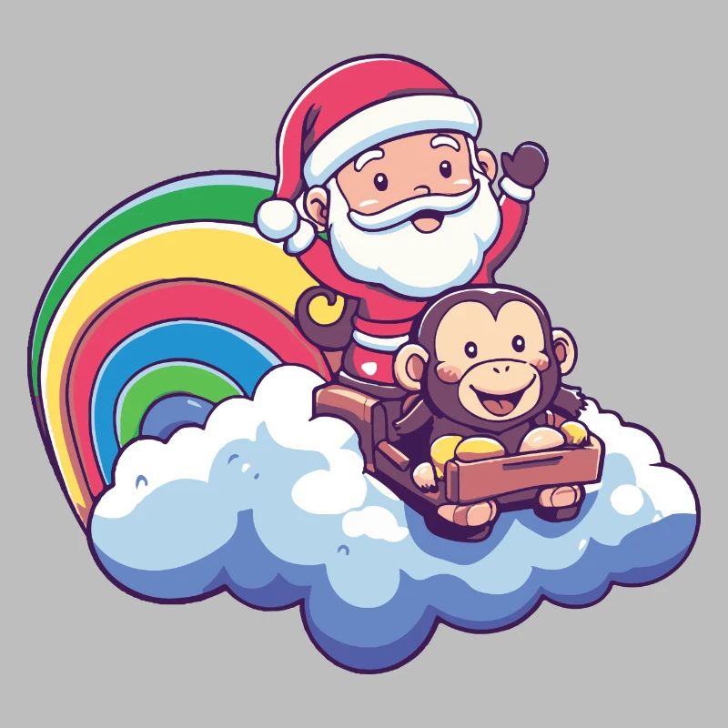 Affe Weihnachtsmann Regenbogen