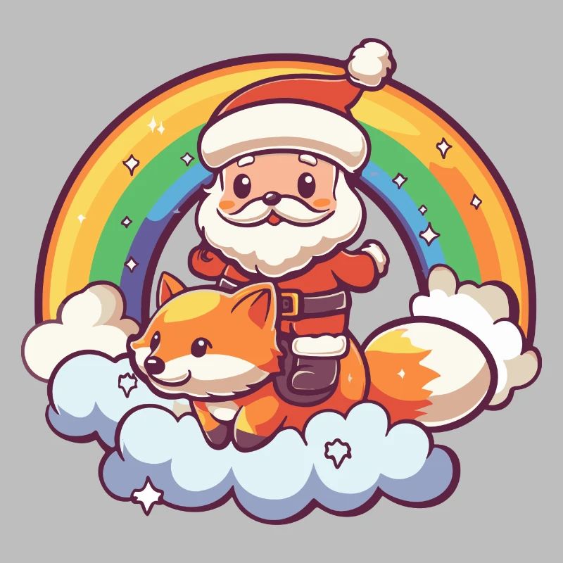 Fuchs Weihnachtsmann Regenbogen