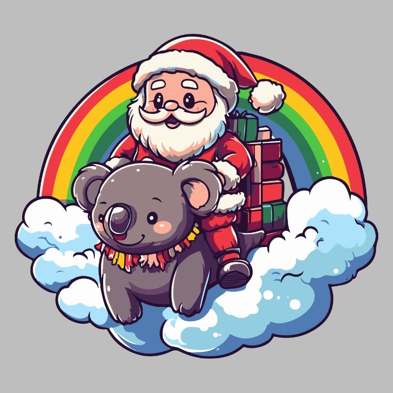 Koala Santa Claus Rainbow