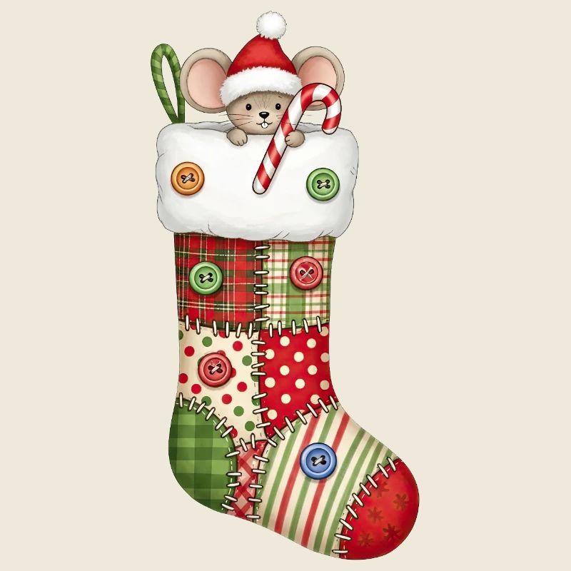 Souris de dessin animé mignonne en chaussette de Noël