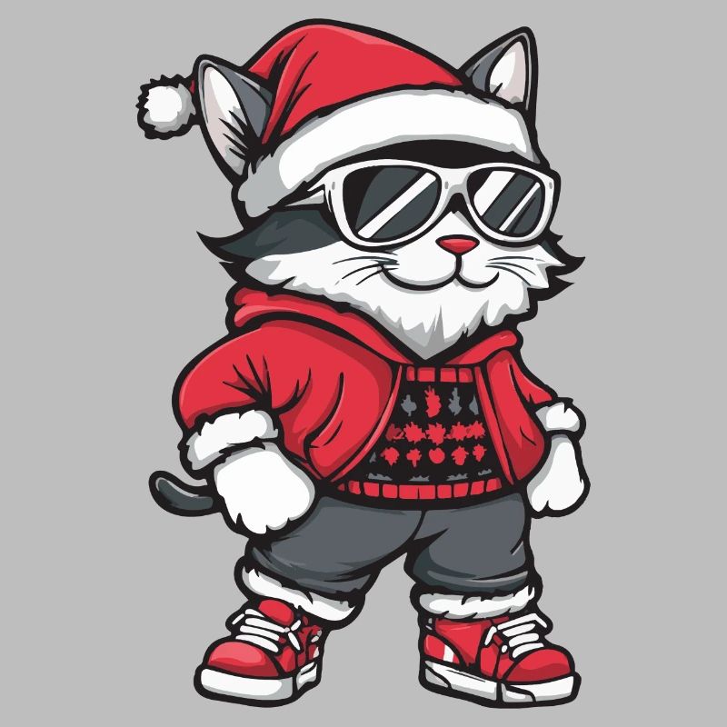 Chat Noël Bande dessinée Cool