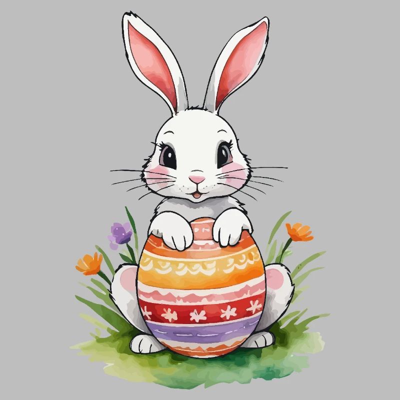 Lapin de Pâques Aquarelle de Pâques