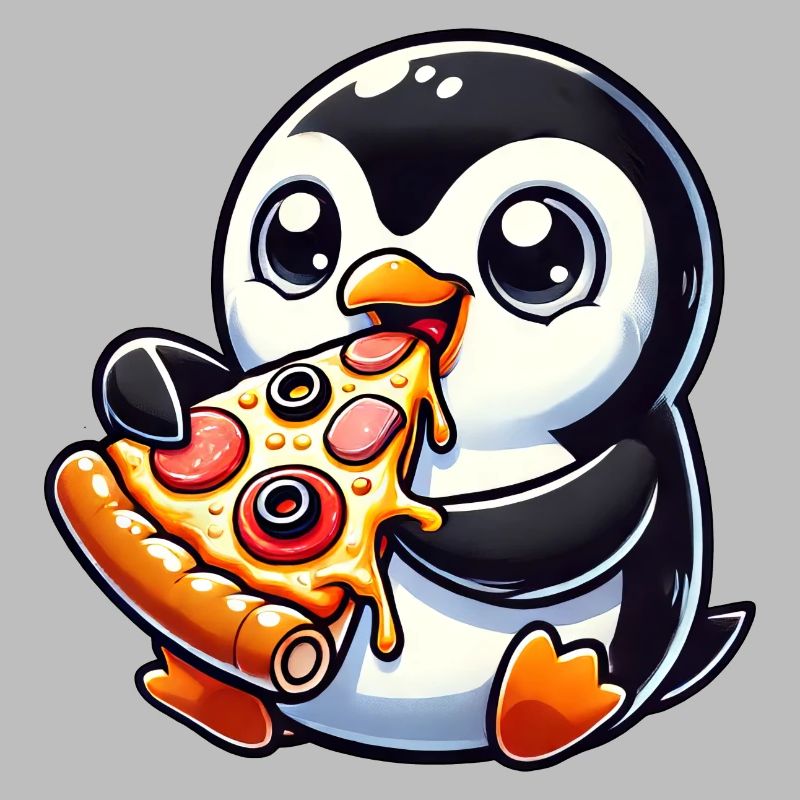 Drôle de pingouin pizza olives fromage restauration rapide
