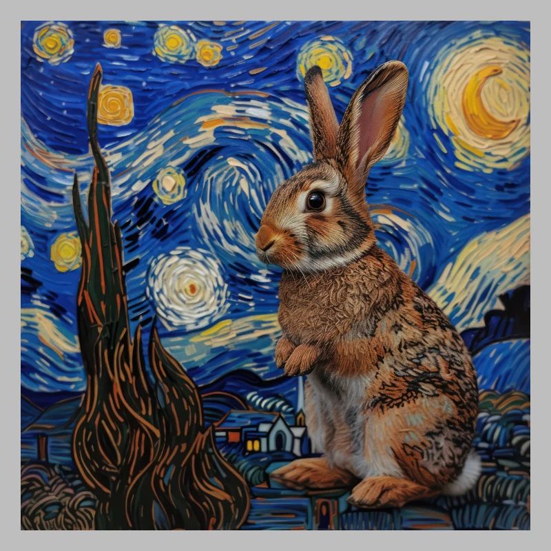Hare, Rabbit, Van Gogh, Starry Night