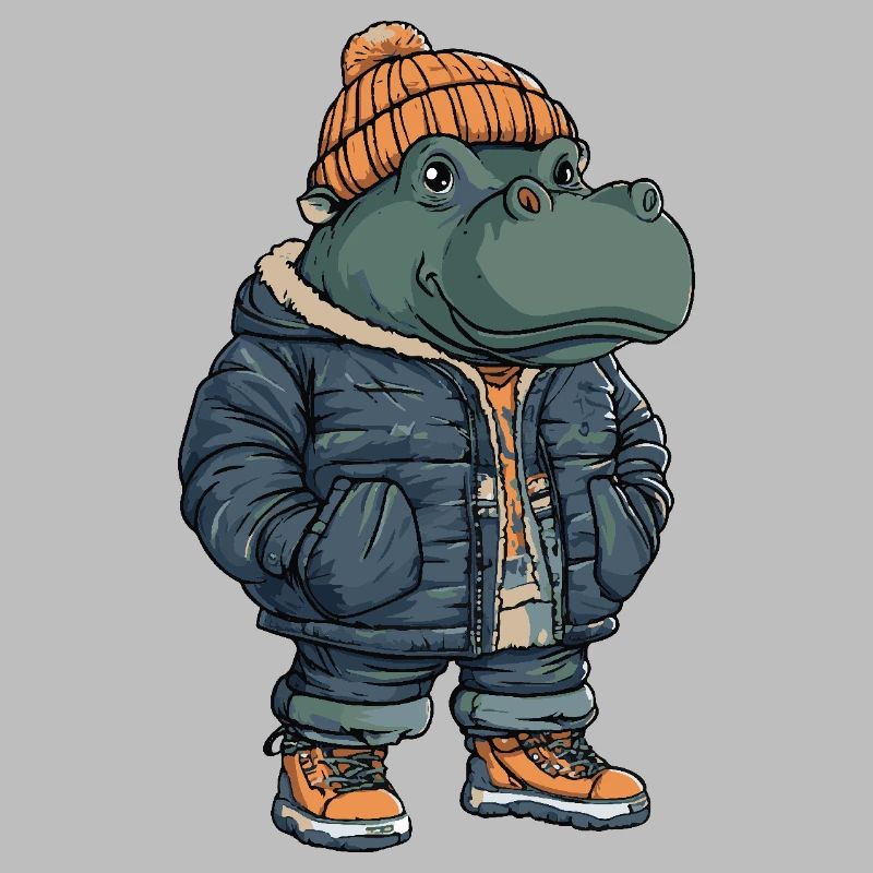 Nilpferd Lustig Winter