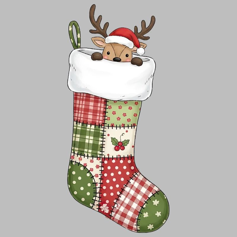 Chaussette de Noël de dessin animé drôle avec cerf