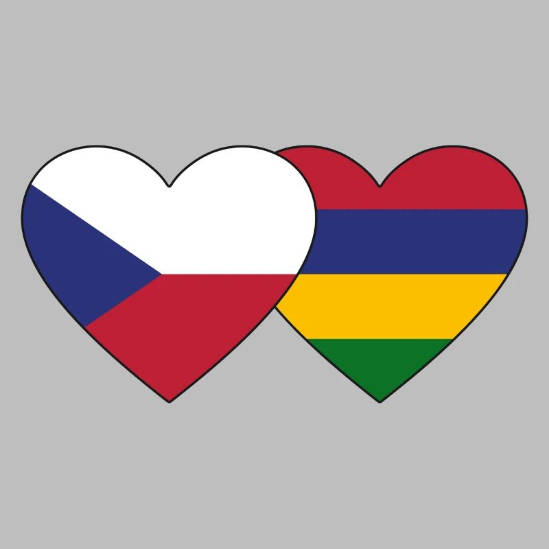 Tschechien Mauritius Flagge Herz