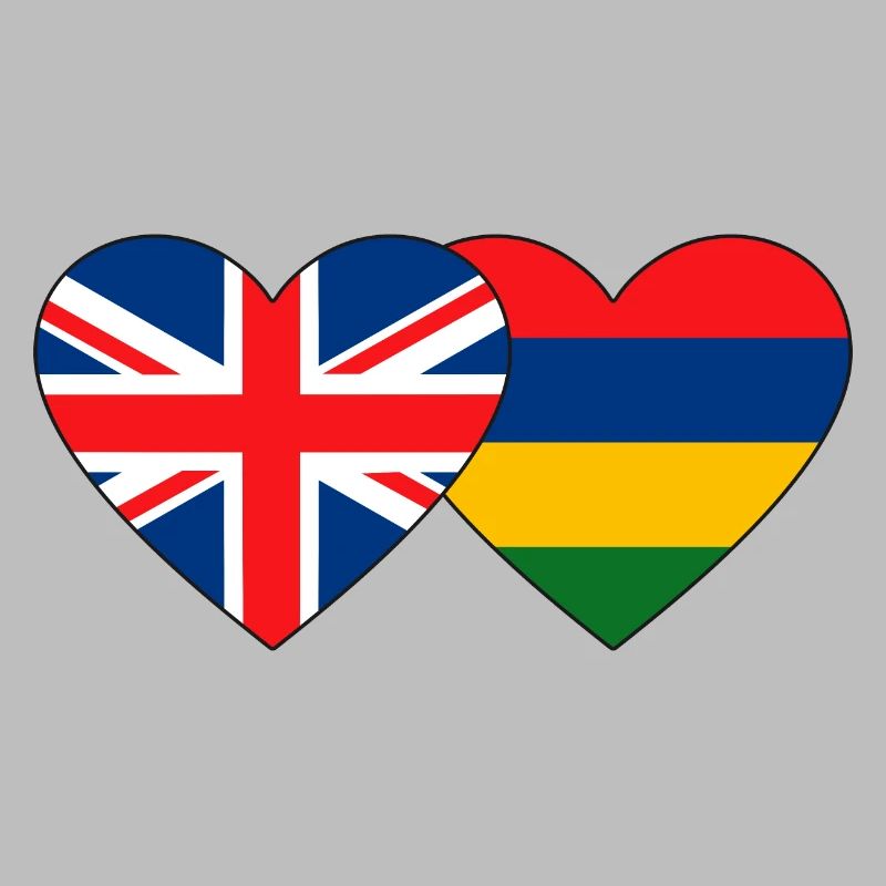England Mauritius Flagge Herz