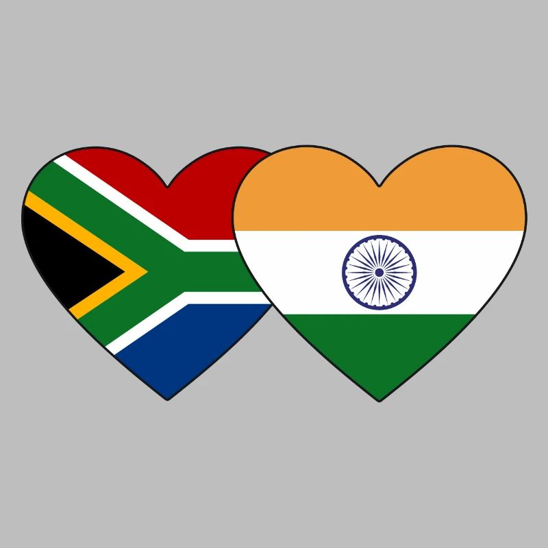 Afrique du Sud Inde Flag Heart
