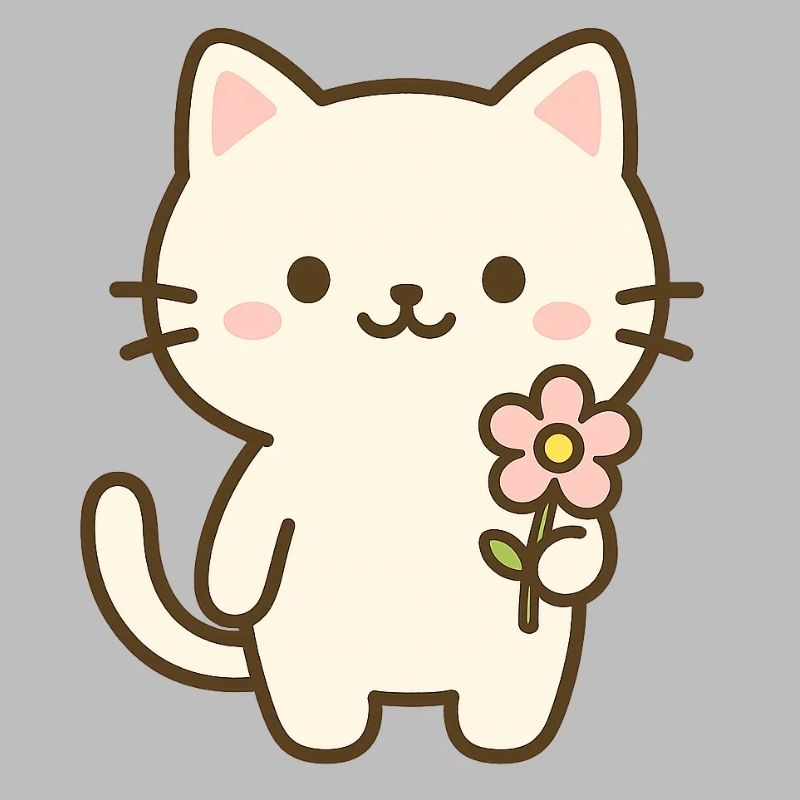 Chat mignon avec fleur