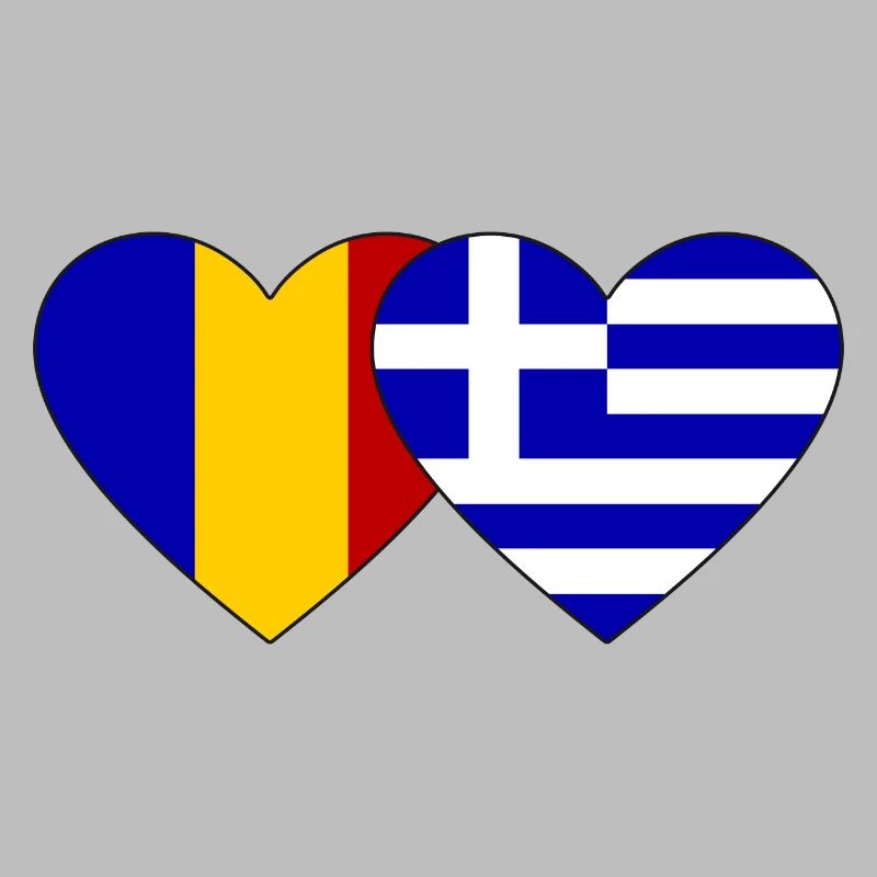 Romania Greece Flag Heart