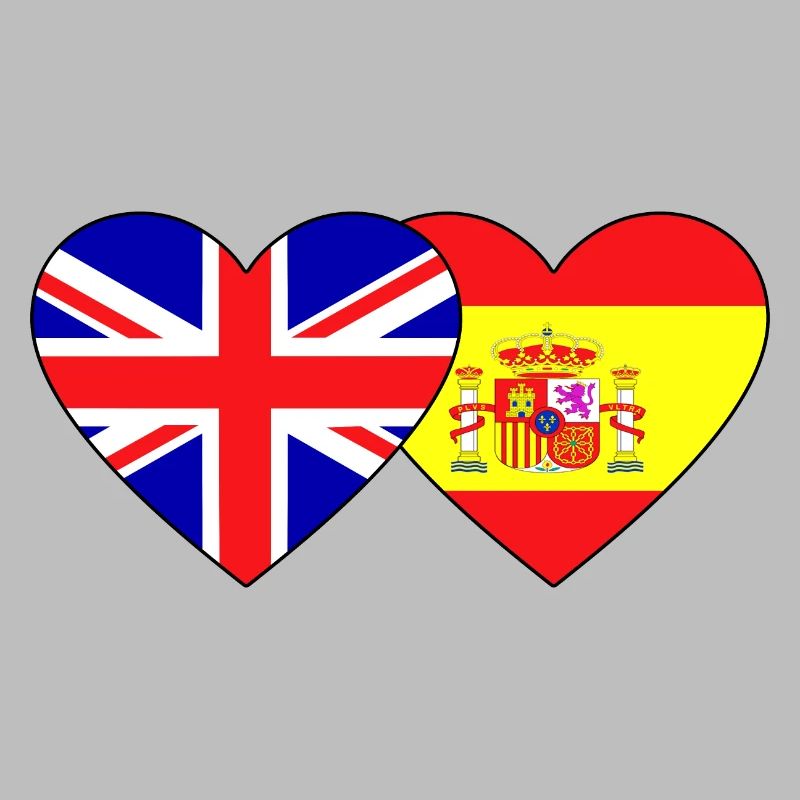 England Spain Flag Heart