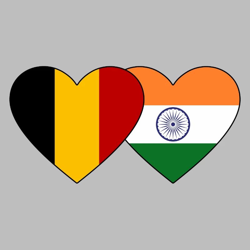 Belgique Inde Flag Heart