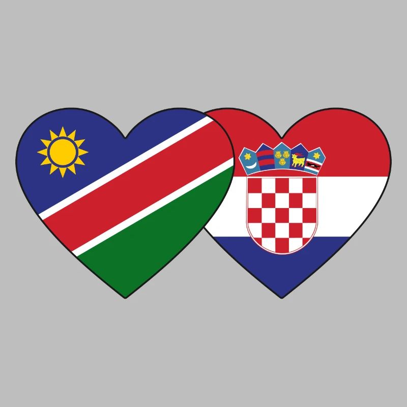 Namibia Croatia Flag Heart