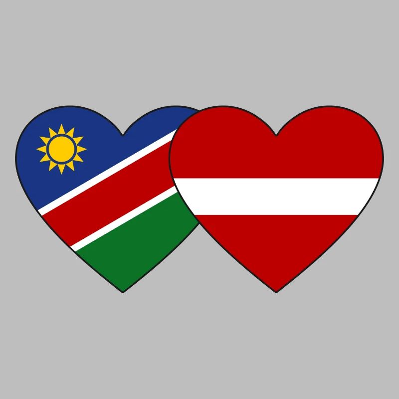 Namibia Lettland Flagge Herz