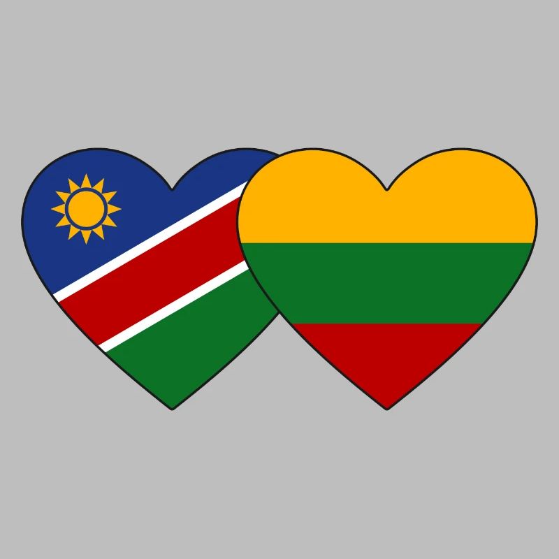 Namibia Lithuania Flag Heart