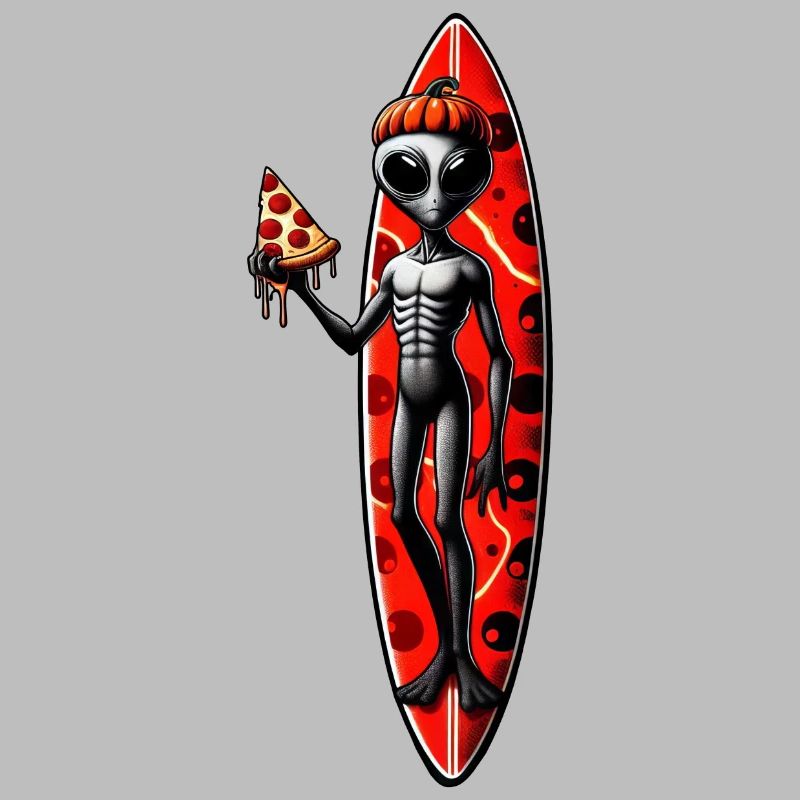 Halloween Alien Surfer Pizza Lover