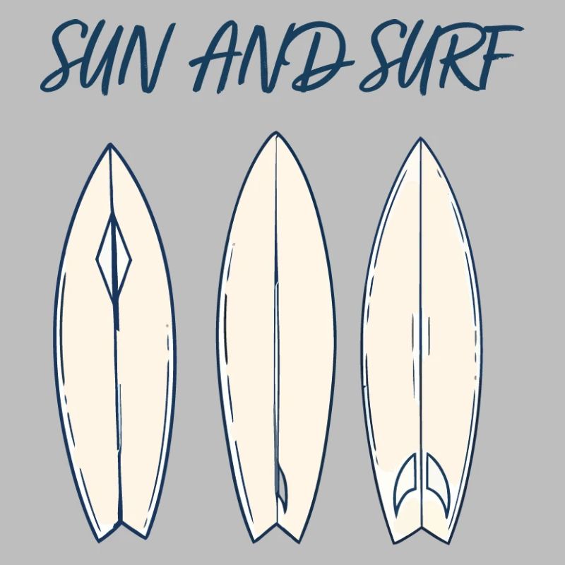 Sun and Surf Vintage Surfboard Beach Design