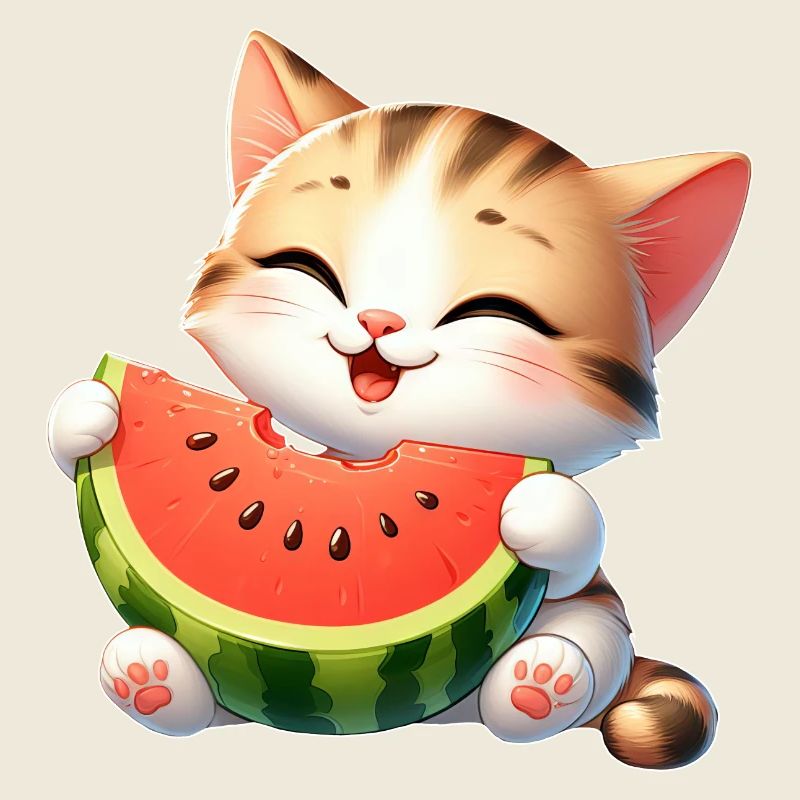 Cat Melon Watermelon Funny Fruity