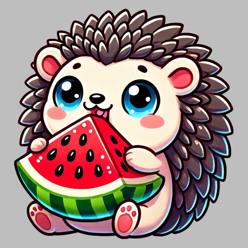 Igel mit Wassermelone Sommerfrucht Design