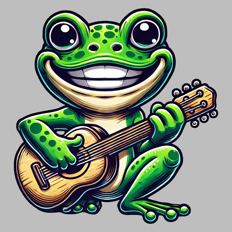 Cute frog with guitar