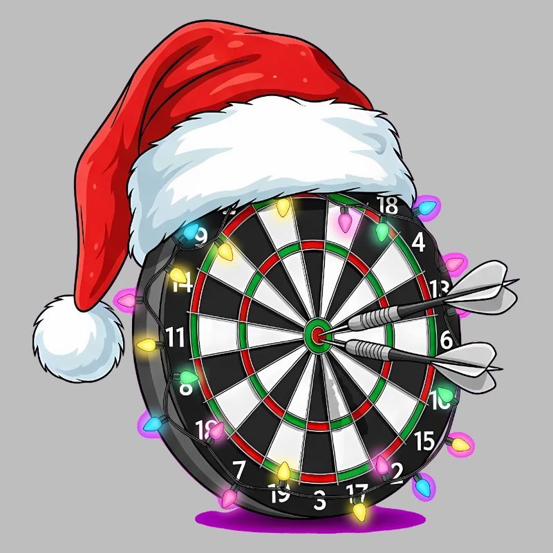 Darts Dartscheibe mit Weihnachtsmütze Comic