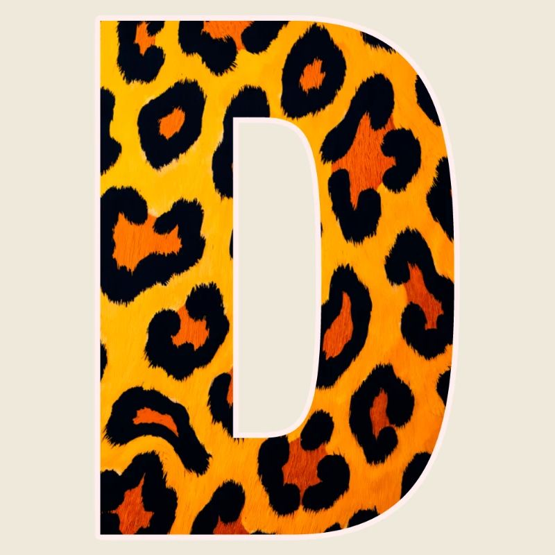 Leopard D Letter Print