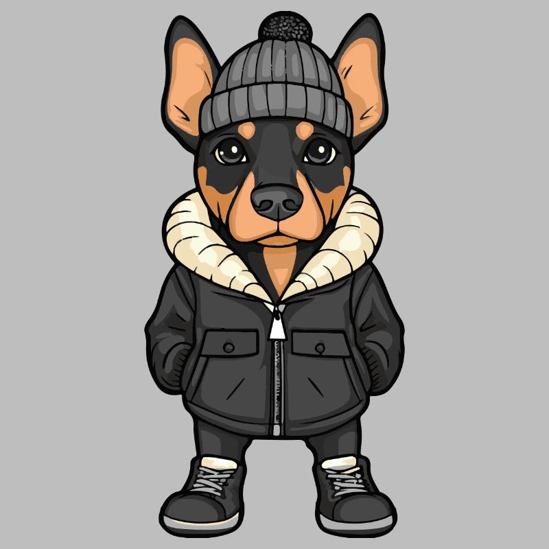 Doberman Hund Winter