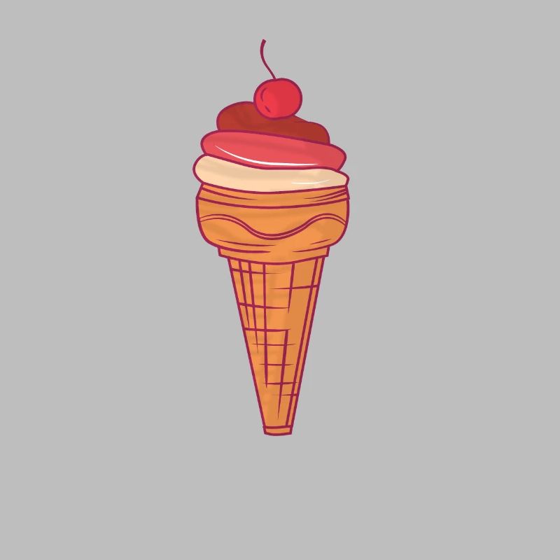 Glacée à la cerise dans une gaufre