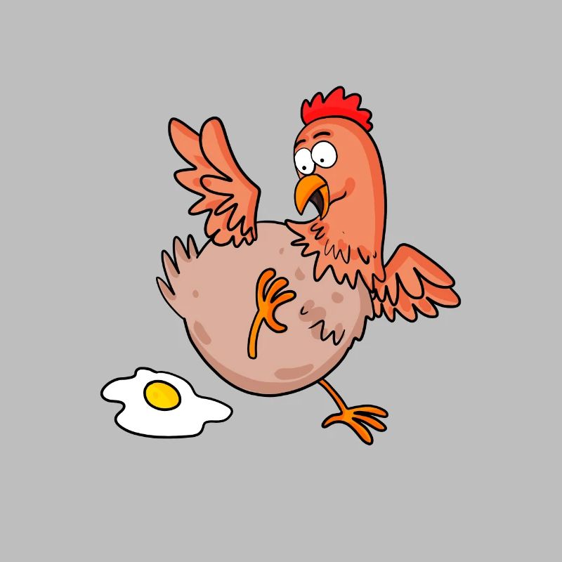 Huhn legt ein Ei Cartoon