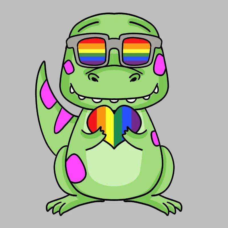 LGBT Animal Dinosaur Rainbow Heart