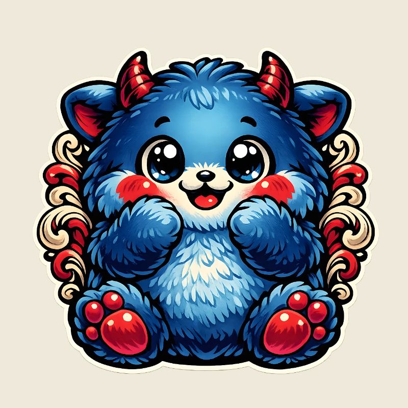 Blue cuddly panda with red paws