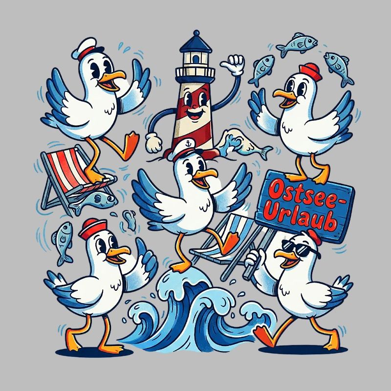 Ostsee Urlaub Möwe Leuchtturm