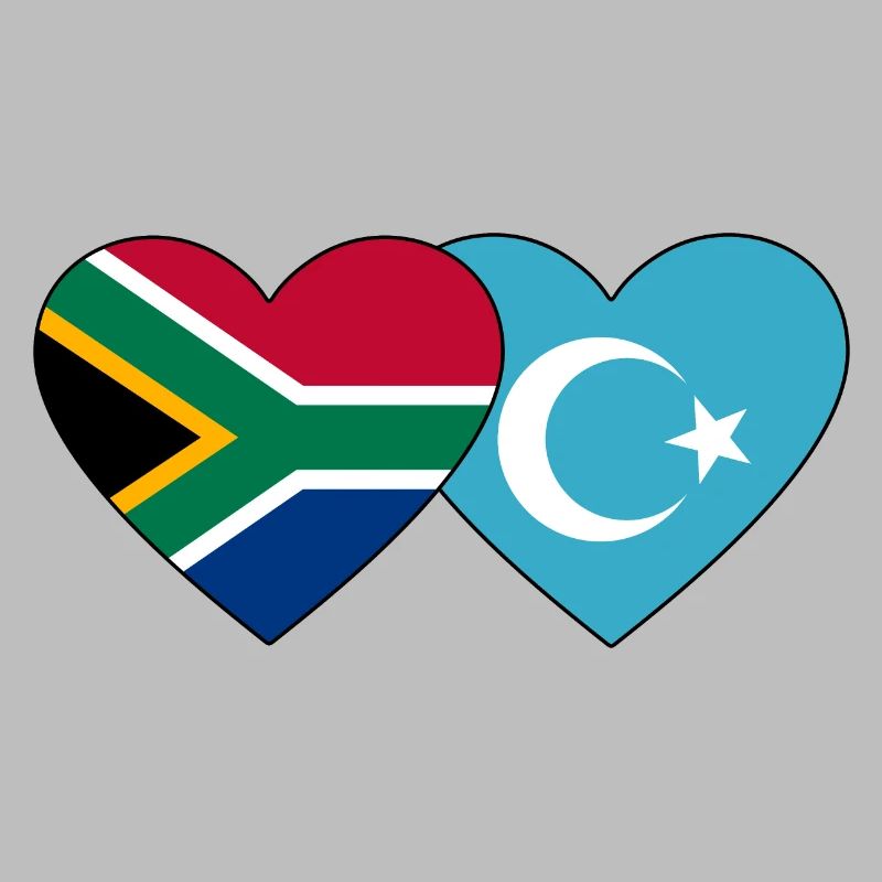 Südafrika Uiguren Flagge Herz