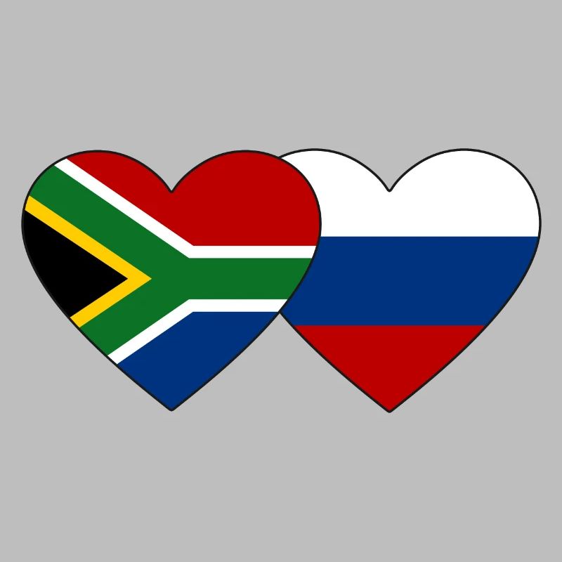 Afrique du Sud Russie Flag Heart
