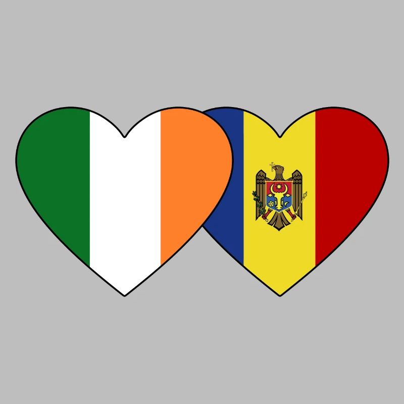 Ireland Moldova Flag Heart