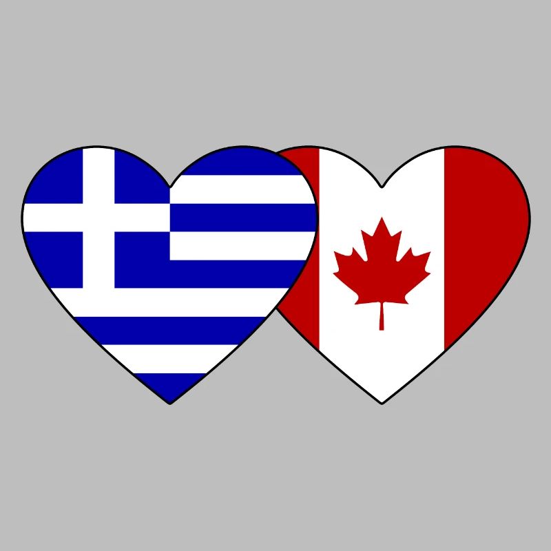 Grèce Canada Flag Heart