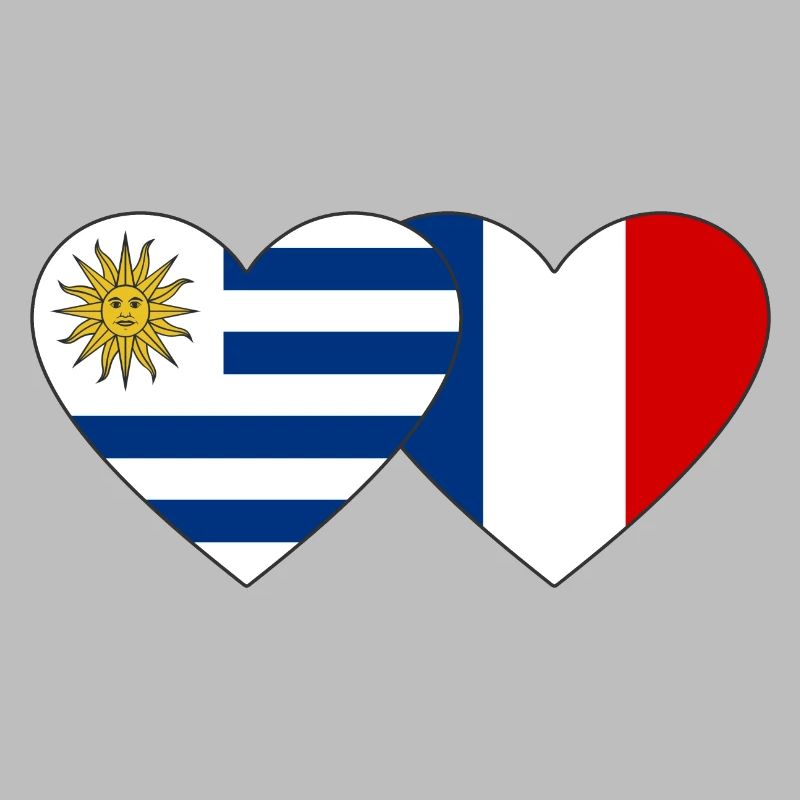 Uruguay Frankreich Herz Flagge