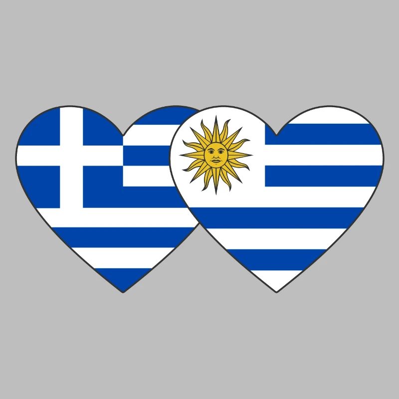Grèce Uruguay Drapeau du Cœur
