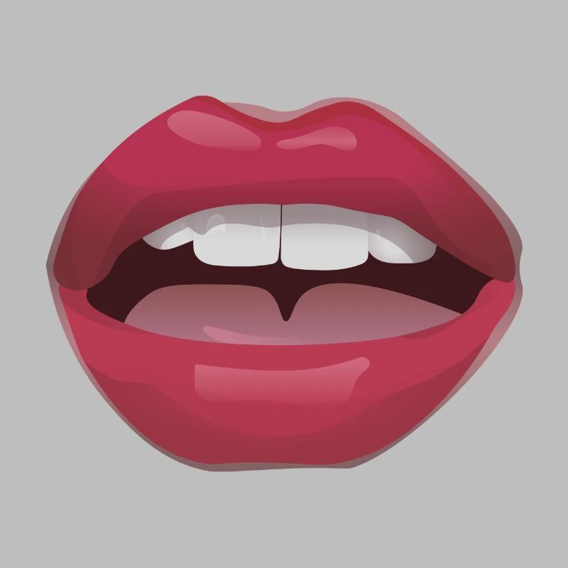 Red lips with teeth