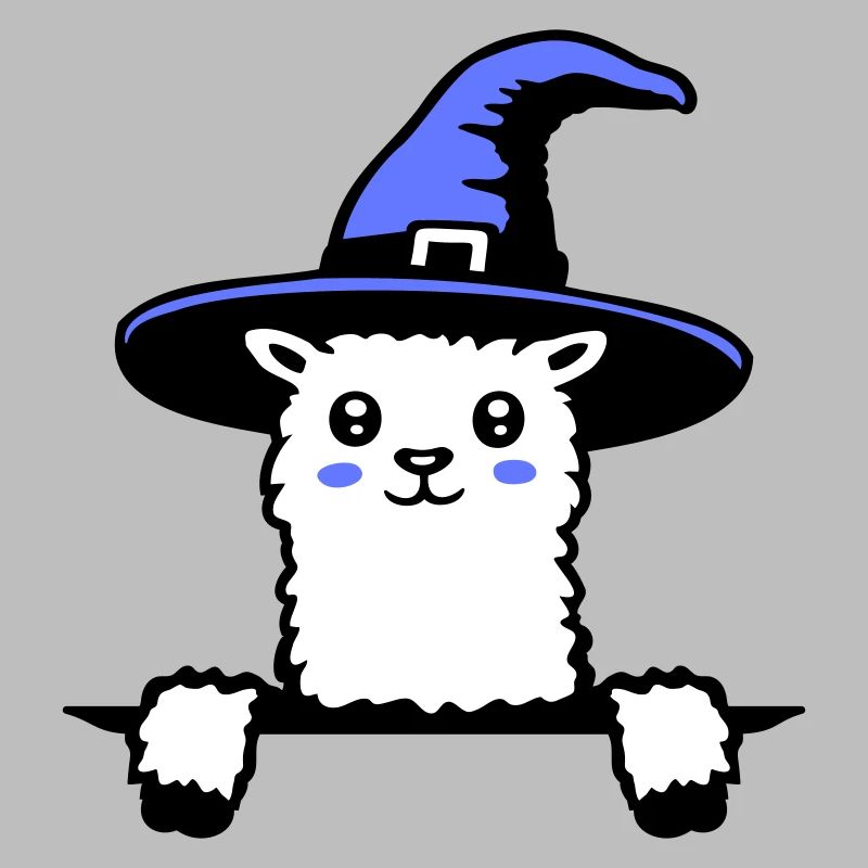 Lama Sorcier Mignon Look Chapeau de Sorcière Magique Mignon
