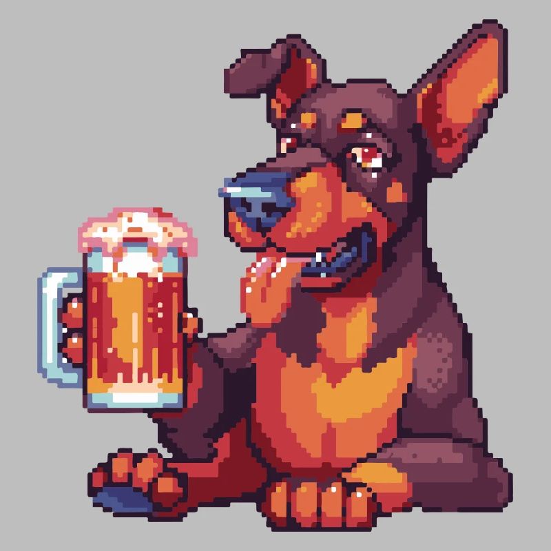 Dobermann Hund Pixel Bier