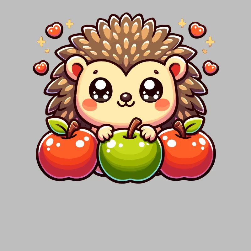 Hedgehog With Apples Unique Nature Design