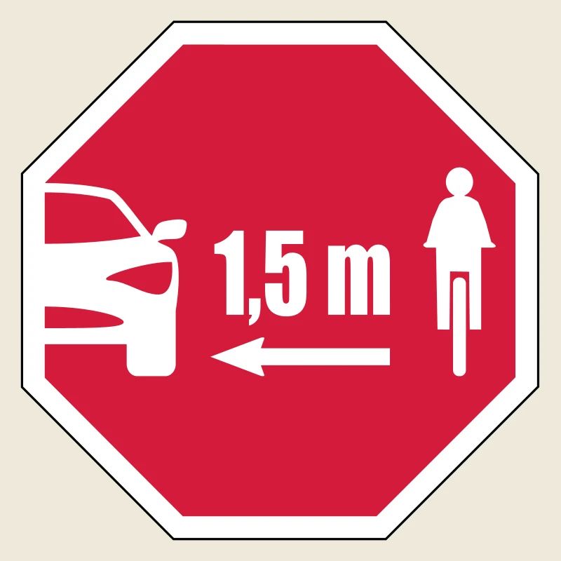 Stop Schild Look - Abstand für Radfahrer 1,5 m