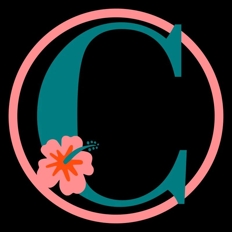 Buchstabe C Anfangsbuchstabe C Monogramm Hibiskus