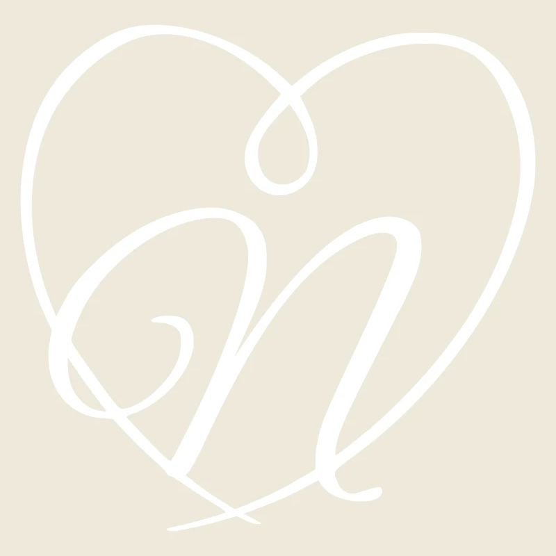 Letter N Calligraphy Heart