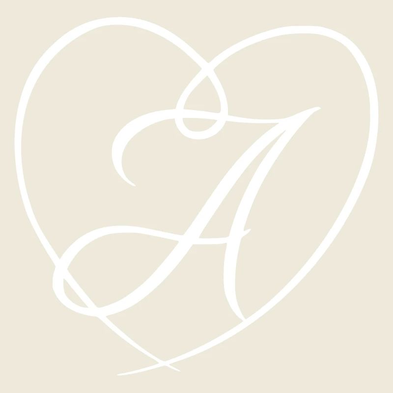 Lettre A coeur de calligraphie