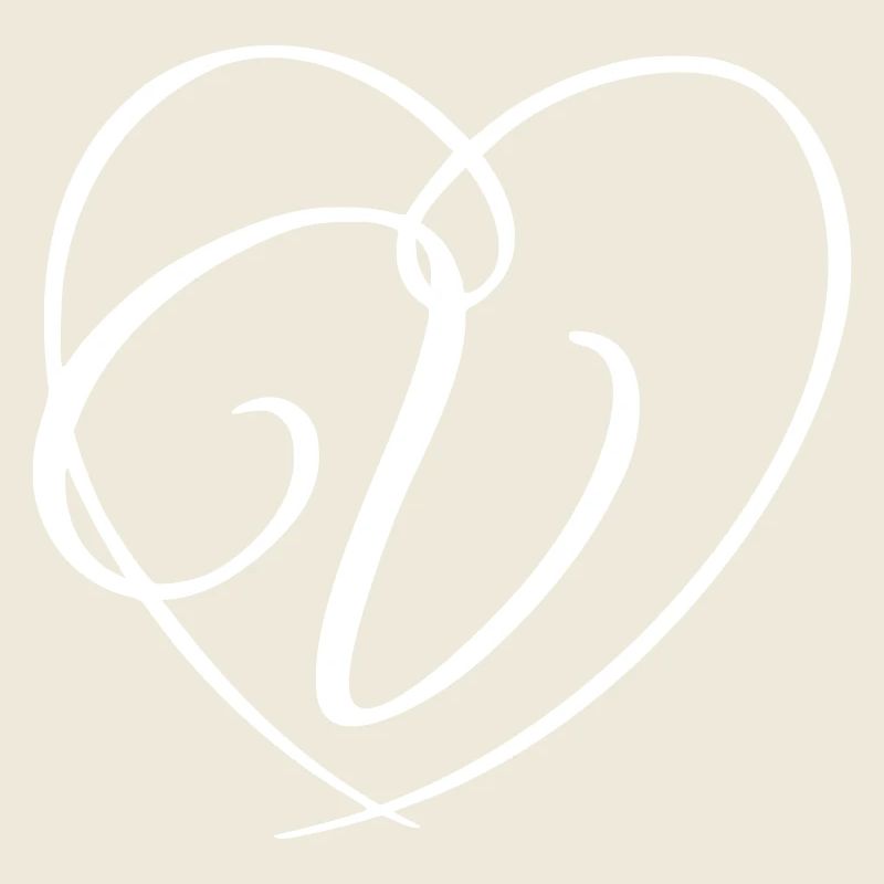 Letter V Calligraphy Heart