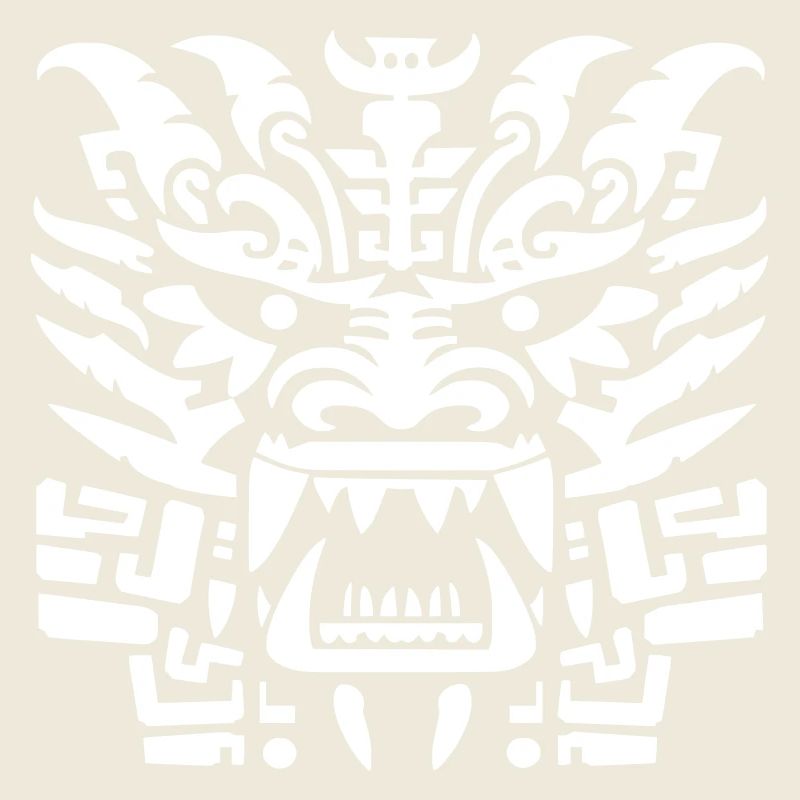 Dragon Head Mask - Ancient Demon Black and white