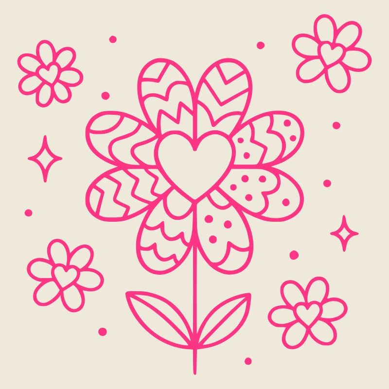 Fleurs et cœurs à motifs